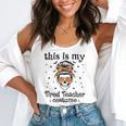 This Is My Tired Teacher Costume Skull Halloween Messy Bun Flowy Tank, funny gift This Is My Tired Teacher Costume Skull Halloween Messy Bun Flowy Tank, funny gift