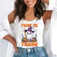 Trick Or Teach Teacher Halloween Ghost Pencil Floral Flowy Tank, funny gift Trick Or Teach Teacher Halloween Ghost Pencil Floral Flowy Tank, funny gift