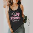 First Day Of School Teacher Girl Coquette Hello Kindergarten Flowy Tank, funny design