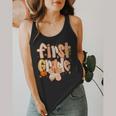 First Grade Fall Floral Coquette Bow Teachers Students Flowy Tank, funny design