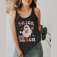 Groovy Halloween Trick Or Teach Retro Floral Ghost Teacher Flowy Tank, funny design Groovy Halloween Trick Or Teach Retro Floral Ghost Teacher Flowy Tank, funny design