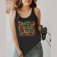Santas Favorite Teacher Retro Groovy Christmas Xmas Women Flowy Tank, funny design