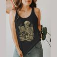Skeleton Book Floral Skull Halloween Teacher Costume Flowy Tank, funny design Skeleton Book Floral Skull Halloween Teacher Costume Flowy Tank, funny design