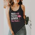 This Teacher Loves Her Flock Teaching Flamingo Girl Flowy Tank, funny design