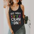Teacher's Get Your Cray On Dabbing Crayons Flowy Tank, funny design Teacher's Get Your Cray On Dabbing Crayons Flowy Tank, funny design