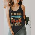 Teaching Is a Walk In Park Dinosaur Teacher Flowy Tank, funny design Teaching Is a Walk In Park Dinosaur Teacher Flowy Tank, funny design