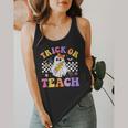 Trick Or Teach Groovy Halloween Teachers Flowy Tank, funny design