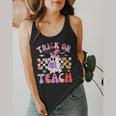 Trick Or Teach Halloween Teacher Floral Ghost Groovy Flowy Tank, funny design Trick Or Teach Halloween Teacher Floral Ghost Groovy Flowy Tank, funny design