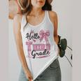 Hello Third Grade First Day Of School Coquette Teacher Girl Flowy Tank, funny design