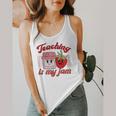 Teaching Is My Jam Cute Strawberry For Women Teachers Flowy Tank, funny design