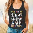What Are We Doing Today Ghost PE Teacher Team Halloween Flowy Tank, gift for family, gift for coworker What Are We Doing Today Ghost PE Teacher Team Halloween Flowy Tank, gift for family, gift for coworker