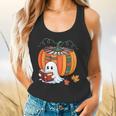Fall Book Pumpkin Ghost Reading Books Halloween Teacher Flowy Tank, gift for family, gift for coworker