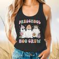 Preschool Boo Crew Groovy Halloween Floral Ghost Teacher Men Women Kids Flowy Tank, gift for family, gift for coworker