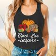 Teach Love Inspire Autumn Fall Plaid Leopard Pumpkin Teacher For Men Women Kids Flowy Tank, gift for family, gift for coworker