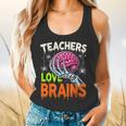 Teachers Love Brains Halloween 2025 Skeleton Costume Flowy Tank, gift for family, gift for coworker