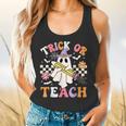 Trick Or Teach Groovy Teacher Halloween Retro Teacher Ghost Flowy Tank, gift for family, gift for coworker