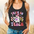 Trick Or Teach Halloween Teacher Floral Ghost Groovy Flowy Tank, gift for family, gift for coworker Trick Or Teach Halloween Teacher Floral Ghost Groovy Flowy Tank, gift for family, gift for coworker