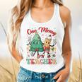 One Merry Teacher Groovy Christmas Tree Pjs Xmas Teacher Flowy Tank, gift for family, gift for coworker