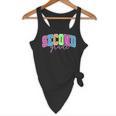 Back To School Neon Checkered Second Grade Colorful Teacher Flowy Tank, novelty gifts, funny gifts
