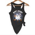 Boo Jour Ghost Halloween French Teacher Cute Coffe Croissant Flowy Tank, novelty gifts, funny gifts