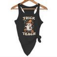 Halloween Teacher Shirts Women School Trick Or Teach Groovy Flowy Tank, novelty gifts, funny gifts