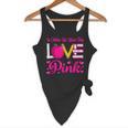 In October We Wear Pink Love Teacher Breast Cancer Awareness Flowy Tank, novelty gifts, funny gifts