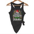 Santa's Favorite Dance Teacher Shirt Christmas Pajama Flowy Tank, novelty gifts, funny gifts