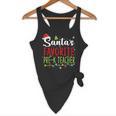 Santa's Favorite Pre-K Teacher Christmas Santa Hat Lights For Men Women Kids Flowy Tank, novelty gifts, funny gifts