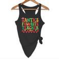 Santas Favorite Teacher Retro Groovy Christmas Xmas Women Flowy Tank, novelty gifts, funny gifts