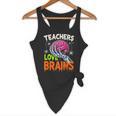 Teachers Love Brains Halloween 2025 Skeleton Costume Flowy Tank, novelty gifts, funny gifts