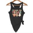 Trick Or Teach Pumpkin Candy Corn Ghost Halloween Teacher Flowy Tank, novelty gifts, funny gifts