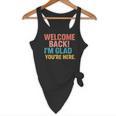 Welcome Back I'm Glad You'Re Here Retro Teacher Greeting Flowy Tank, novelty gifts, funny gifts