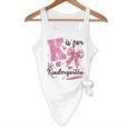 K Is For Kindergarten Teacher Coquette Bow Back To School Flowy Tank, novelty gifts, funny gifts K Is For Kindergarten Teacher Coquette Bow Back To School Flowy Tank, novelty gifts, funny gifts