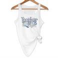 Teacher Blue Chinoiserie Coquette Bow Heart Teacher Life Flowy Tank, novelty gifts, funny gifts