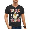 Groovy Teacher Halloween Retro Trick Or Teach Floral Ghost Men's V-Neck T-Shirt, Groovy Teacher Gifts, trending gift Groovy Teacher Halloween Retro Trick Or Teach Floral Ghost Men's V-Neck T-Shirt, Groovy Teacher Gifts, trending gift