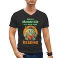 Halloween Teacher Librarian Monster Reading Books Men Women Kids Men's V-Neck T-Shirt, trending gift