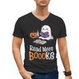 Halloween Teacher Women Cute Reading Ghost Read More Books Men's V-Neck T-Shirt, trending gift