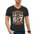 Haunted By 6x7 Math Teacher Halloween Pun Men's V-Neck T-Shirt, trending gift
