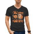 Retro I Teach The Cutest Turkey Thanksgiving Pumpkin Teacher Men's V-Neck T-Shirt, trending gift