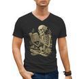 Skeleton Book Floral Skull Halloween Teacher Costume Men's V-Neck T-Shirt, trending gift Skeleton Book Floral Skull Halloween Teacher Costume Men's V-Neck T-Shirt, trending gift