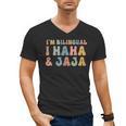 Spanish Teacher Groovy I'm Bilingual I Haha And Jaja Men's V-Neck T-Shirt, Groovy Teacher Gifts, trending gift Spanish Teacher Groovy I'm Bilingual I Haha And Jaja Men's V-Neck T-Shirt, Groovy Teacher Gifts, trending gift