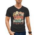 Teach Love Inspire Retro Groovy Daisy Back To School Teacher For Men Women Kids Men's V-Neck T-Shirt, Groovy Teacher Gifts, trending gift