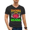 Teacher Teachers Love Brains Skeleton Hand Heart Halloween Men's V-Neck T-Shirt, trending gift