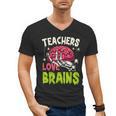 Teachers Love Brains Skeleton Halloween Teacher Funny Men's V-Neck T-Shirt, trending gift