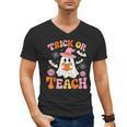 Trick Or Teach Cute Floral Ghost Teacher Halloween Costume Men's V-Neck T-Shirt, trending gift Trick Or Teach Cute Floral Ghost Teacher Halloween Costume Men's V-Neck T-Shirt, trending gift