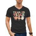 Trick Or Teach Pumpkin Candy Corn Ghost Halloween Teacher Men's V-Neck T-Shirt, trending gift Trick Or Teach Pumpkin Candy Corn Ghost Halloween Teacher Men's V-Neck T-Shirt, trending gift