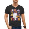 Trick Or Teach Teacher Pencil Ghost Halloween Teacher Men's V-Neck T-Shirt, trending gift Trick Or Teach Teacher Pencil Ghost Halloween Teacher Men's V-Neck T-Shirt, trending gift