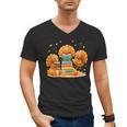 Turkey Read Books Reading Fall Thanksgiving Teacher Men's V-Neck T-Shirt, trending gift