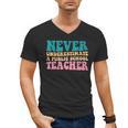 Never Underestimate A Public School Teacher Groovy Women Men's V-Neck T-Shirt, Groovy Teacher Gifts, trending gift