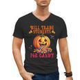 Will Trade Students For Candy Teacher Cute Halloween Pumpkin Men's V-Neck T-Shirt, trending gift Will Trade Students For Candy Teacher Cute Halloween Pumpkin Men's V-Neck T-Shirt, trending gift